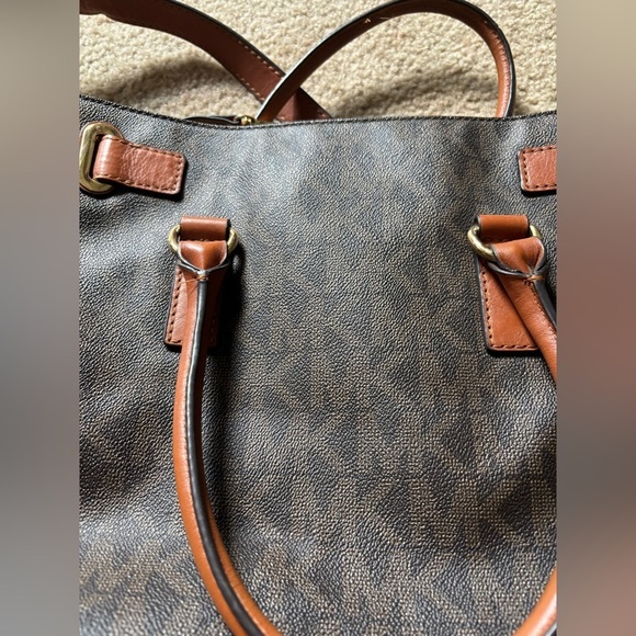 Michael Kors Hamilton Crossbody Tote Brown Purse Bag - Picture 9 of 16